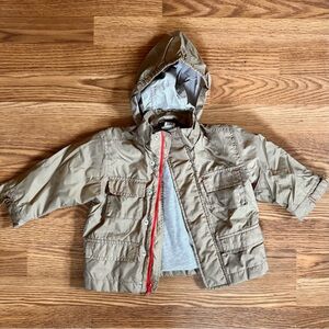 Baby Gap Utility Jacket 2T khaki color packable hood nylon shell rain coat